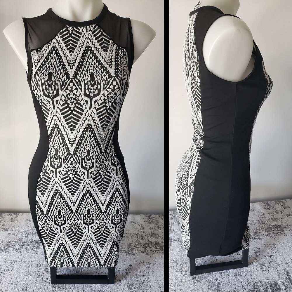 Black White Boho Print Sleeveless Slimming Tank Dress